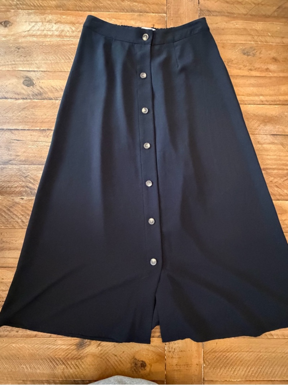 LC Lauren Conrad Black Button-Front A-Line Midi Skirt